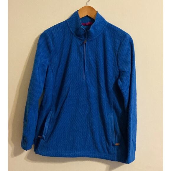 Talbots Women's 1/2 Zip blue Fleece Pull-Over Size Mp Front Pocket - Picture 1 of 10